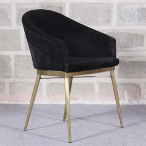 เก้าอี้รับประทานอาหารโครงสร้างโลหะทนทานเฟอร์นิเจอร์บ้านเหล็กและกำมะหยี่ - Product Image 1