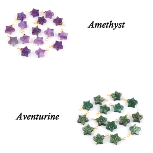 Aventurine ตัวเชื่อมต่อรูปดาวเล็กๆสีเขียวธรรมชาติ,ตัวเชื่อมต่อแบบหุ้มทอง/เงินชุบมินิมอลลิสต์ใหม่ - Product Image 6