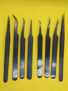 Lot de 8 pinces d'extension de cils noir mat Obexa Matériau en acier inoxydable de belle couleur avec bouts arrondis - Product Image 4