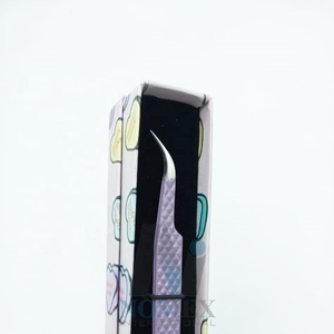 Pince à épiler d'extension de cils incurvée classique en poudre violette diamantée pince à cils testée à la main pince à épiler forte - Product Image 1