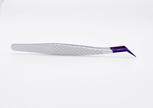 Pince à cils en acier inoxydable, perle blanche avec pointe Plasma violette, Extension de Volume, outils de soins de beauté CE ISO - Product Image 3