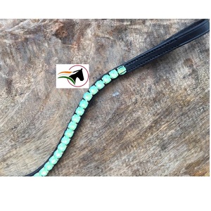 TRENDY 8mm PERIDOT LACQUER <b>CRYSTAL</b> WAVE DESIGN HIGH QUALITY <b>REAL</b> LEATHER BROW BAND EQUINE SADDLE WORLD DEMAND LUXURY AFFORDABLE - Product Image 1