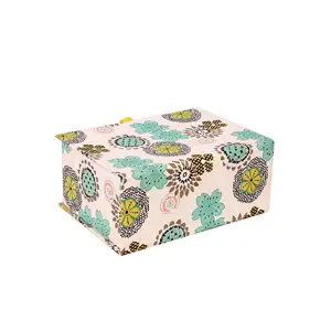 奢华手工创意花卉印花磁性纸盒带折叠盖刚性纸板纸盒批发价