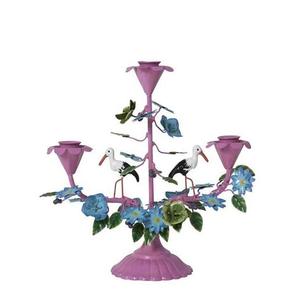 Bougeoir en fer à 3 bras peint à la main avec des oiseaux, décoration d'intérieur, Chaman Inde - Product Image 5