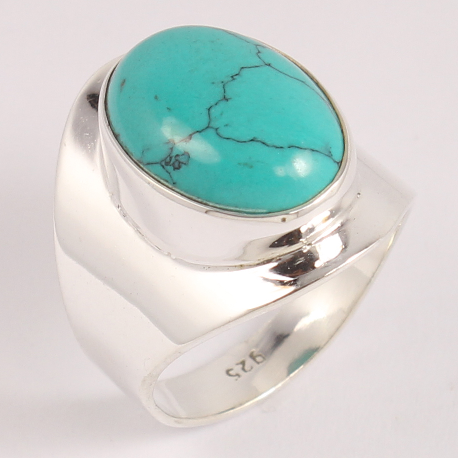 blue copper turquoise mens ring solid 925 sterling silver jewelry handmade ring