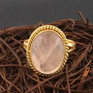 Koozeva — bijoux pour hommes, bague de naissance en quartz rose naturel, ensemble de collier plaqué or/argent, ajustable, à la mode, nouvelle collection - Product Image 1