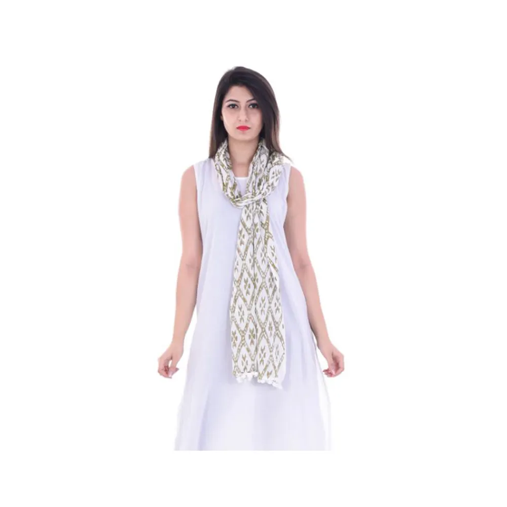 Bestseller India Block Print Stola Hals halter 84x22 "Baumwolle mit weißem Pom Pom Schal Kaufen Sie zum Großhandels preis