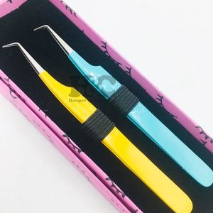 Top vente pince à cils pointe argentée poignée en diamant personnalisé 90 degrés extension de cils pince à épiler marque privée Logo vison - Product Image 3