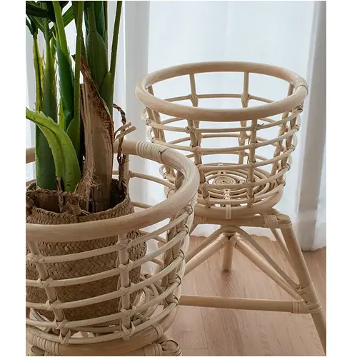 Home Decor Natural Daily Used Walnut Color Best Gift Rattan Wicker Indoor Natural Stand Plant Pot from Singapore