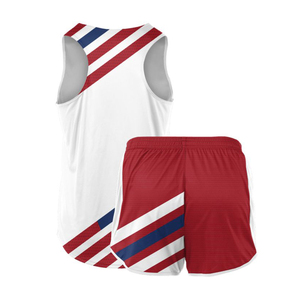 Unisex <b>Red</b> Wrestling Singlet With White Trim Breathable <b>Mesh</b> Tank <b>Top</b> And Shorts Set For Adults All Seasons - Product Image 2