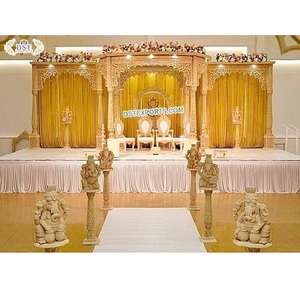Mandap Aashni para Bodas Indias en Londres, Mandap Hindú Hecho a Mano con Madera Tallada, Mandap Redondo Roshni para Bodas, Decoración para Eventos en EE. UU. - Product Image 1