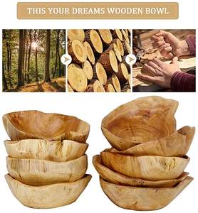 Bol de service rond en bois au design moderne idéal pour la maison, la cuisine et la salle à manger. - Product Image 5