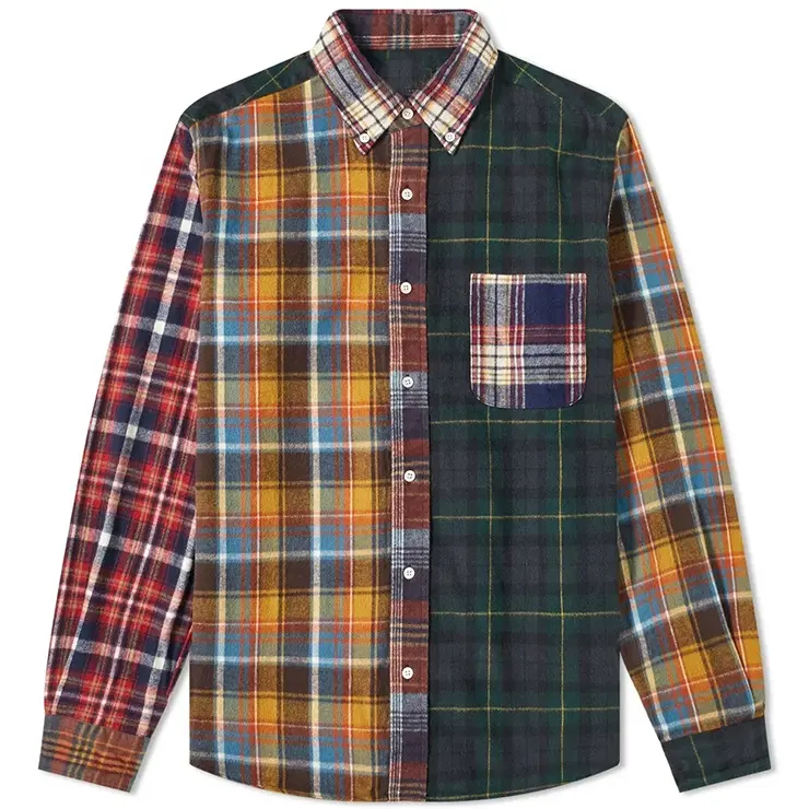 New Design Men Multi color Button Down Collar Slim Fit Flannel Shirts