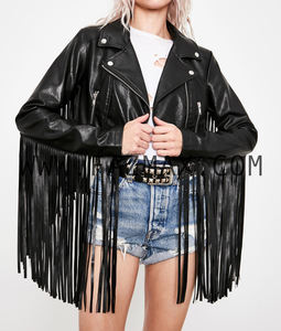Chaqueta de Cuero con Flecos Estilo Biker Transpirable - Product Image 5