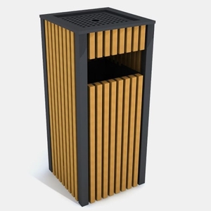 waste Bin Outside Trash Box Bin, Garden Cheap Metal Dustbin, Wooden Outdoor Rubbish Iron and Wood Everyday