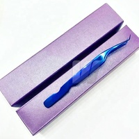 Pinzas Profesionales de Alta Calidad para Extensión de Pestañas, de Acero Inoxidable Japonés, con Logotipo Personalizado, Color Azul Real, para Volumen y Cejas, Puntiagudas