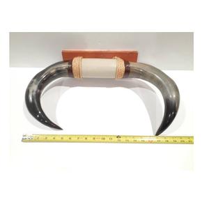 Decoración de Pared de Estilo Occidental con Cuerno de Toro Redondo sobre Base de Madera Maciza con Cuero y Cuerda, Decoración de Pared de Casa Histórica de Estilo Rústico - Product Image 2