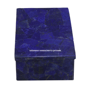 กล่องใส่เครื่องประดับทรงสี่เหลี่ยมลายหินอ่อน Lapis Lazuli สีฟ้าธรรมชาติขนาด10x7.5ซม. - Product Image 4