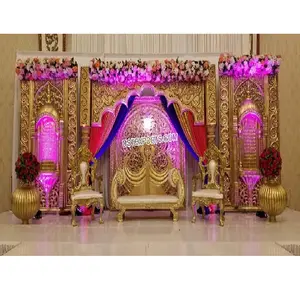 Decoración de escenario de boda de temática real Tamil, último Mughal y escenario real para bodas, cuento de hadas, decoración de escenario real
