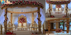 Mandap de Fibra de Vidrio para Decoración de Bodas en Sri Lanka, Espléndida Decoración de Boda, Mandap Dorado, Matrimonio Hindú, Mandap Rajwadi de Fibra, Reino Unido - Product Image 5