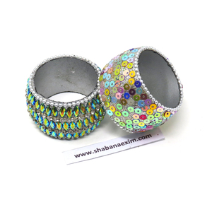 Rond de serviette vert naturel, anneaux de serviette, anneau de serviette à paillettes Lac - Product Image 4