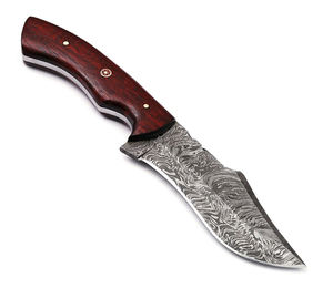 Couteau de chasse à lame fixe en damas fait main ZR1516, qualité supérieure avec manche en bois, personnalisable OEM, fabriqué au Pakistan par Zafar Traders - Product Image 1