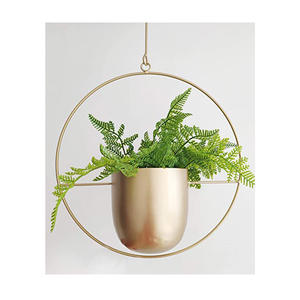 กระถางต้นไม้โลหะสีทองแบบกำหนดเองพร้อมวงแหวนรอบ - Product Image 1