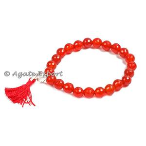 Pulsera de cornalina con base de cristal, brazalete con facetas - Product Image 1