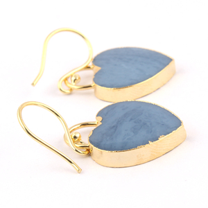 Belle forme de coeur véritable amazonite balancent crochet boucle d'oreille en laiton or 18 carats plaqué bord pour les femmes porter des boucles d'oreilles déclaration - Product Image 4