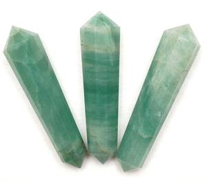 Pendentif crayon plat en aventurine verte Agate avec symbole religieux hindou pour l'amélioration spirituelle - Product Image 1