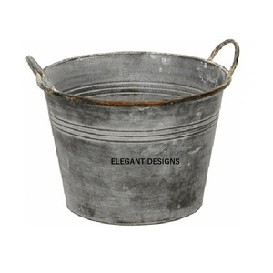 Maceta galvanizada de metal rústico vintage de calidad premium con textura elegante y diseño clásico Uso del piso Precio razonable - Product Image 1