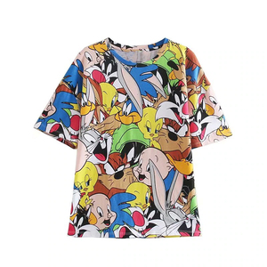 เสื้อยืดพิมพ์ลายการ์ตูนอะนิเมะสำหรับผู้หญิง,เสื้อยืดคอกลมแขนสั้นเสื้อผ้าฝ้ายสำหรับฤดูร้อน - Product Image 1