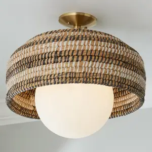 Jonc de mer tissé à la main avec cordes en plastique, lampe au plafond, abat-jour, lampe suspendue, offre spéciale