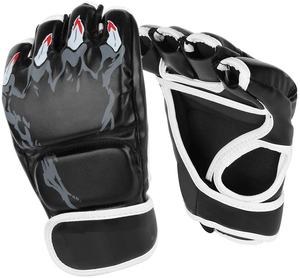 Guantes de boxeo de medio dedo para hombres y mujeres, manoplas de MMA con banda para la muñeca ajustable, protección para nudillos con molde EVA - Product Image 1