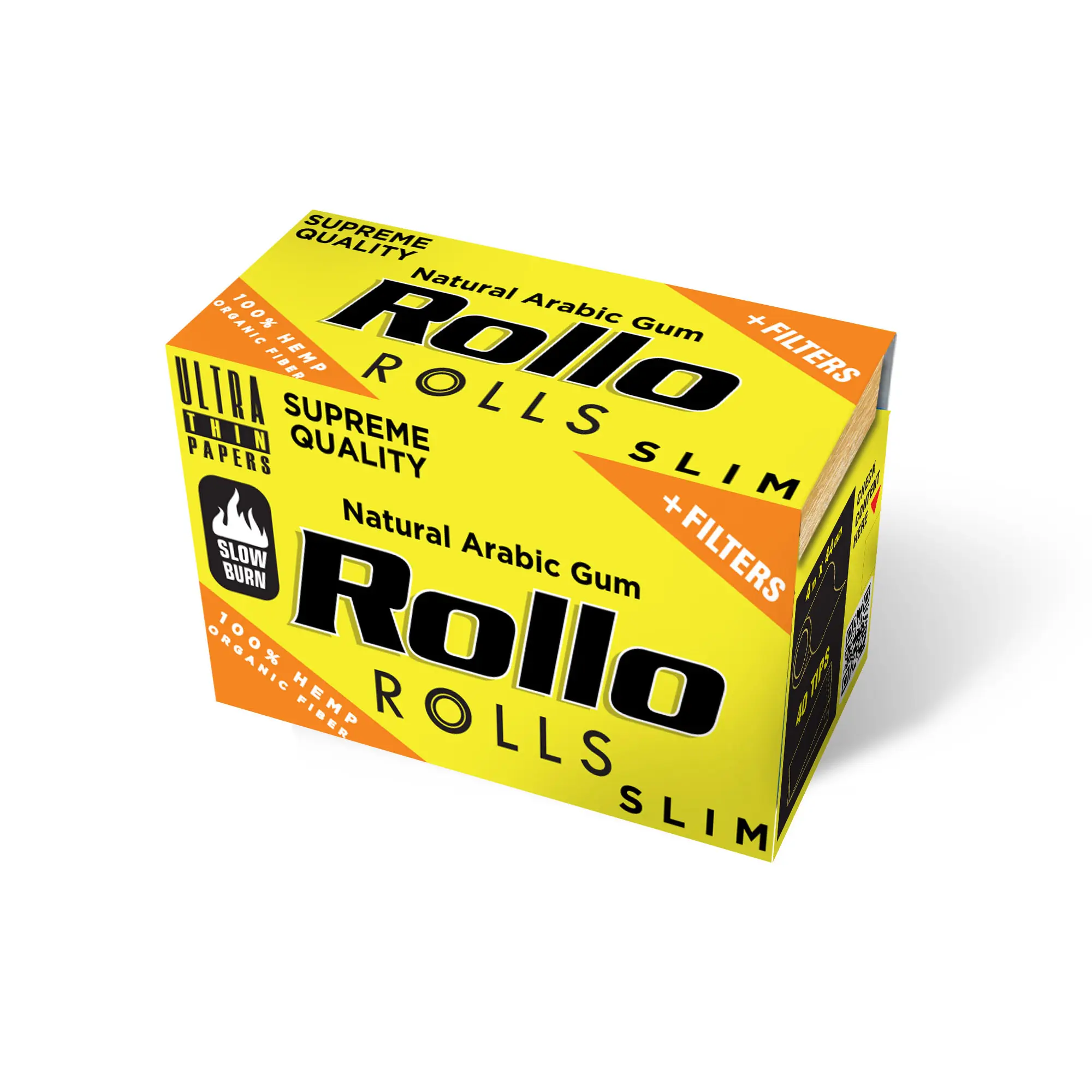 Cartine Premium e di alta qualità in rotoli, marca Rollo, canapa biologica Slim 44mm