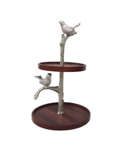 Plateau à gâteau en bois et aluminium de luxe moderne et élégant, très vendu, avec un motif d'oiseau pour la décoration de la maison et du salon - Product Image 4