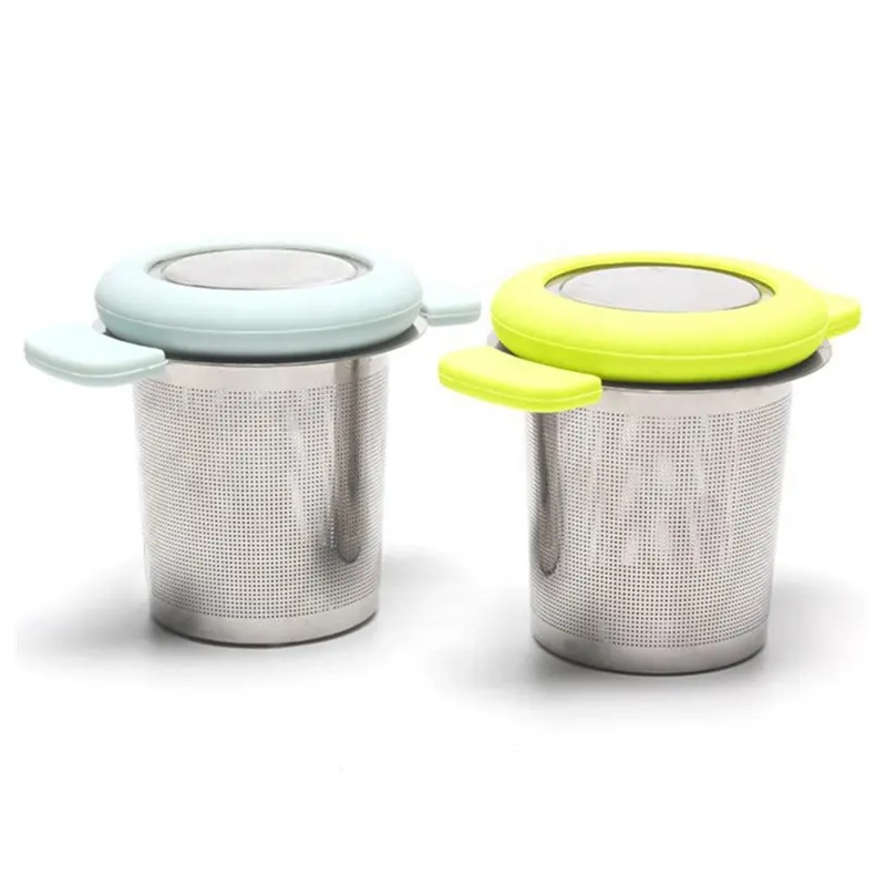 Tea Maker Infusers Metal Filter Fine Mesh Basket Loose Leaf Strainer Large Bucket Shape Tea Infuser with lid
