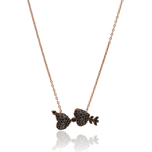 Corazón con flecha diseño negro circón piedra encanto collar turco hecho a mano venta al por mayor 925 plata esterlina - Product Image 1