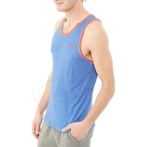 Camiseta sin mangas de hombre musculosa para entrenamiento en gimnasio talla grande informal de punto con logotipo personalizado al por mayor - Product Image 4
