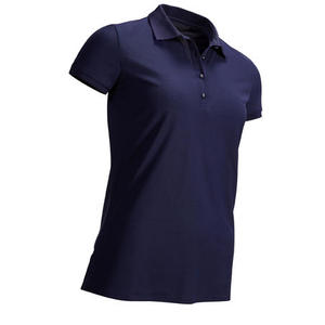 Bleu marine 100% coton pour col polo T-shirt à manches courtes pour femmes de haute qualité décontracté grande taille Anti-rides compressé tricoté - Product Image 3