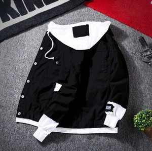 Blouson à capuche tissé, tenue décontractée en 100% coton, coupe-vent à revers, pour homme, tendance, vente en gros - Product Image 5