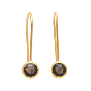 Pendientes de gancho francés de piedras preciosas de cuarzo ahumado de Plata de Ley 925 sólida de la mejor calidad, joyería fina chapada en oro de boda a la moda - Product Image 1