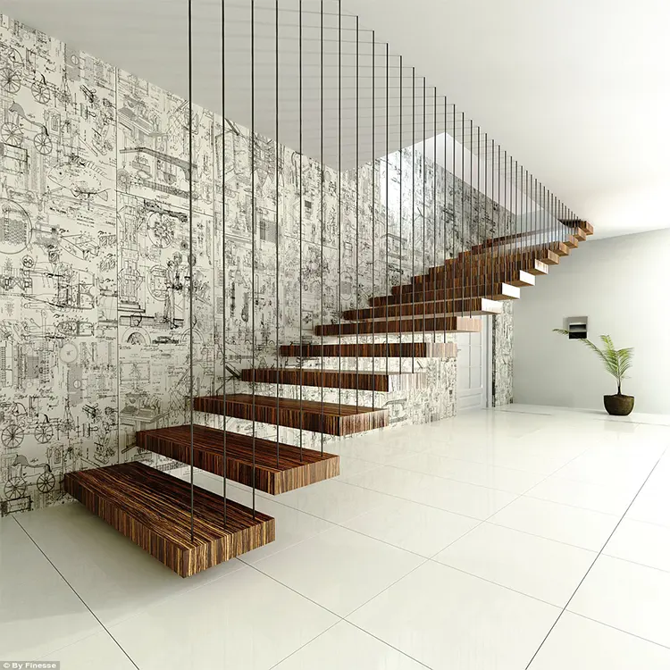 German treppen complete floating stairs system design hidden stringer cantilever staircase floating stairs