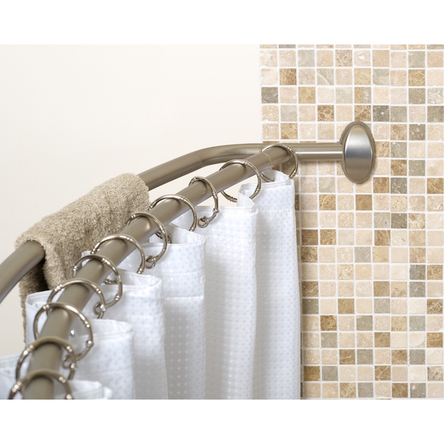 Double Curved Shower Curtain Rod Brushed Nickel – Modern Durable