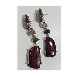 Boucles d'oreilles en fil d'argent sterling 925 avec pierres précieuses pour femmes, bijoux de mode pour fiançailles, fêtes, cadeaux, prix bas - Product Image 1