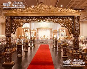 Éblouissant Bollywood mariage doré Mandap porte magnifique mariage Mandap entrée FRP porte décor FRP doré porte de mariage décorative - Product Image 1
