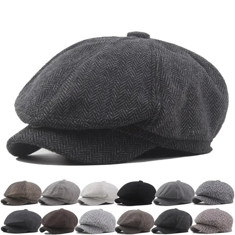 Cappello da berretto da uomo di mezza età e anziani cappello da berretto da uomo autunno e inverno cappello da equitazione caldo con visiera in lana con visiera inglese