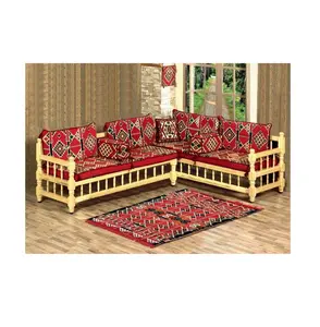 Set di divani angolari per esterni Set di divani per esterni in legno Set di divani angolari orientali in stile pouf + 32 cuscini per cuscini in spugna