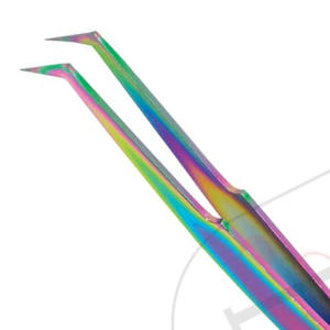 Pinzas de volumen para extensión de pestañas, accesorio de acero inoxidable, multicolor, recto, tipo L, Etiqueta Privada, pinzas de volumen - Product Image 3