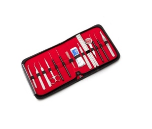 Kit d'instruments chirurgicales d'couleur argent, ensemble de 13 pièces, pour étudiants, en acier inoxydable, de fabrication allemande - Product Image 1